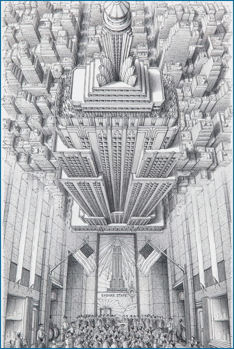 483x720 Stephen Biesty - Empire State Building Sketch