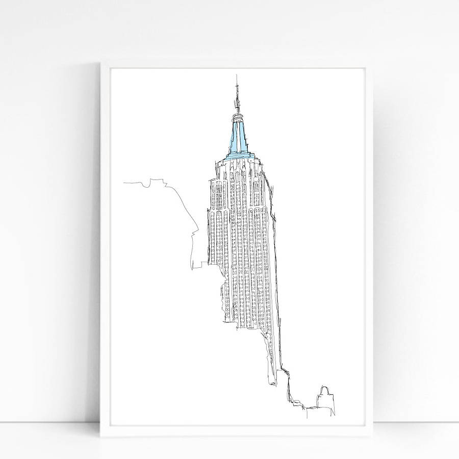 900x900 Empire State Building Signed Print By Simon Harmer - Empire State Building Sketch