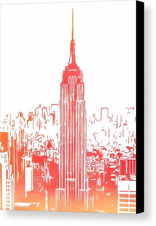 511x740 Empire State Building And Manhattan Skyline Sketch Canvas Print - Empire State Building Sketch