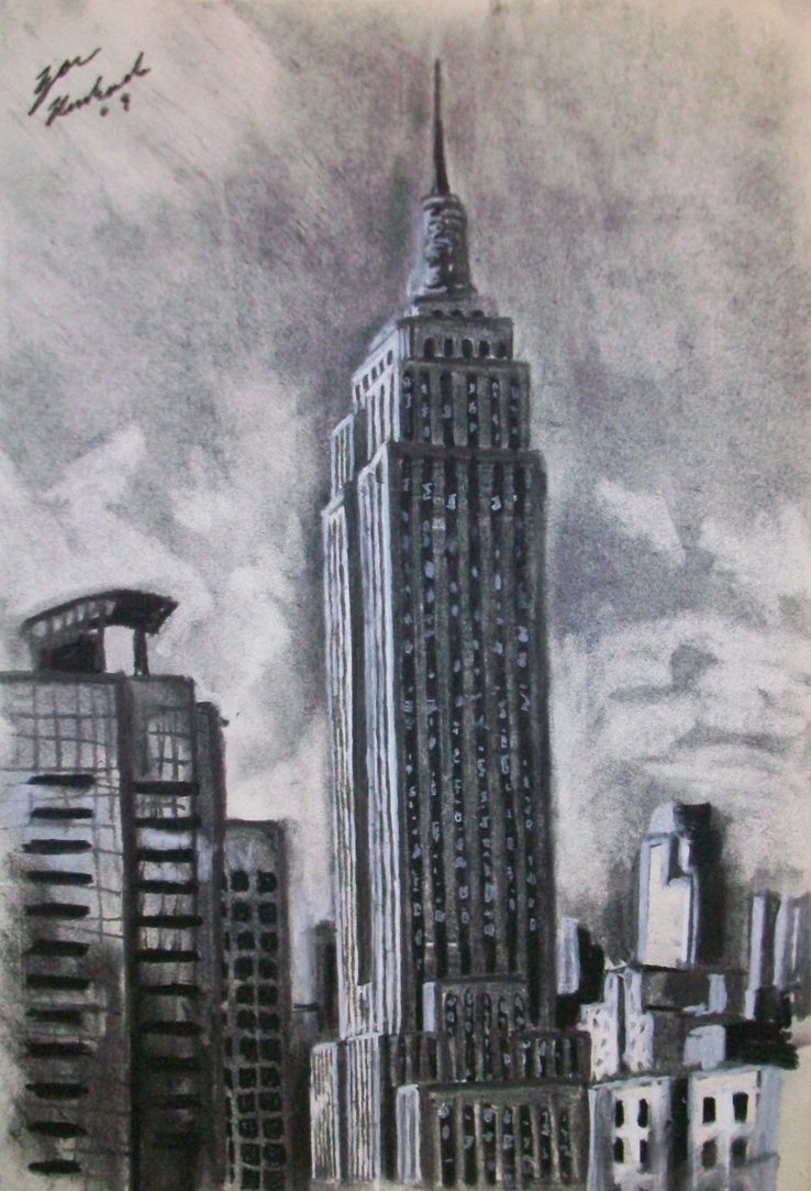 738x1083 Drawn Building Empire State Building - Empire State Sketch
