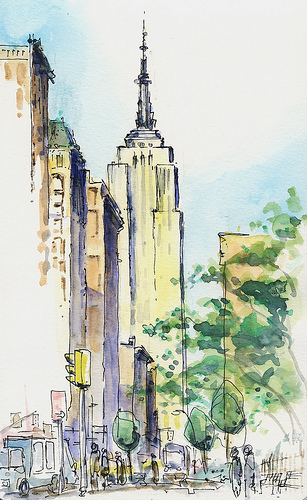 307x500 New York, Empire State Building Urban Sketchers - Empire State Sketch