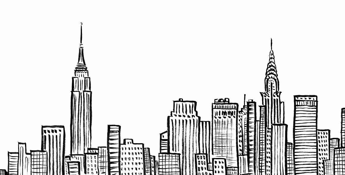 1158x588 Cityscape Sketch New York City Skyline Nyc Empire State Chrystler - Empire State Sketch