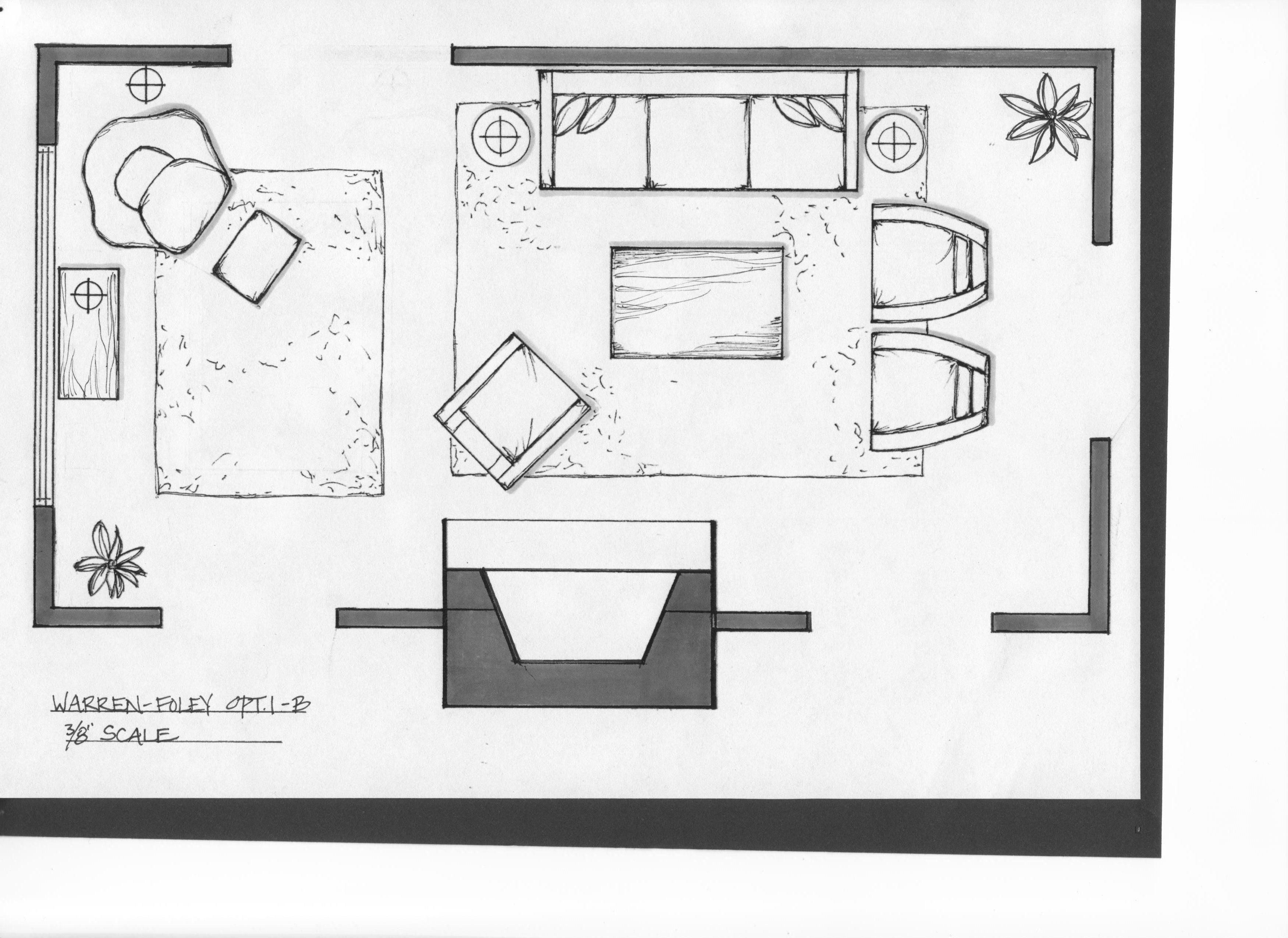 3501x2550 Design To A Room Diagram - Empty Room Sketch