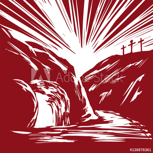 500x500 Easter Jesus Christ Rose From The Dead. Sunday Morning. Dawn. The - Empty Tomb Sketch
