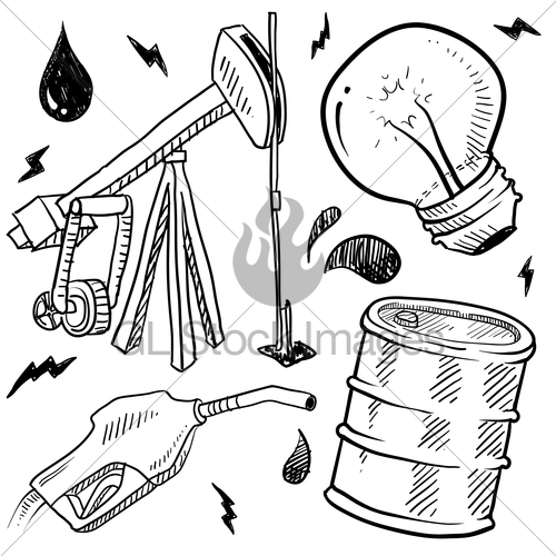 500x500 Petroleum Energy Objects Sketch Gl Stock Images - Energy Sketch