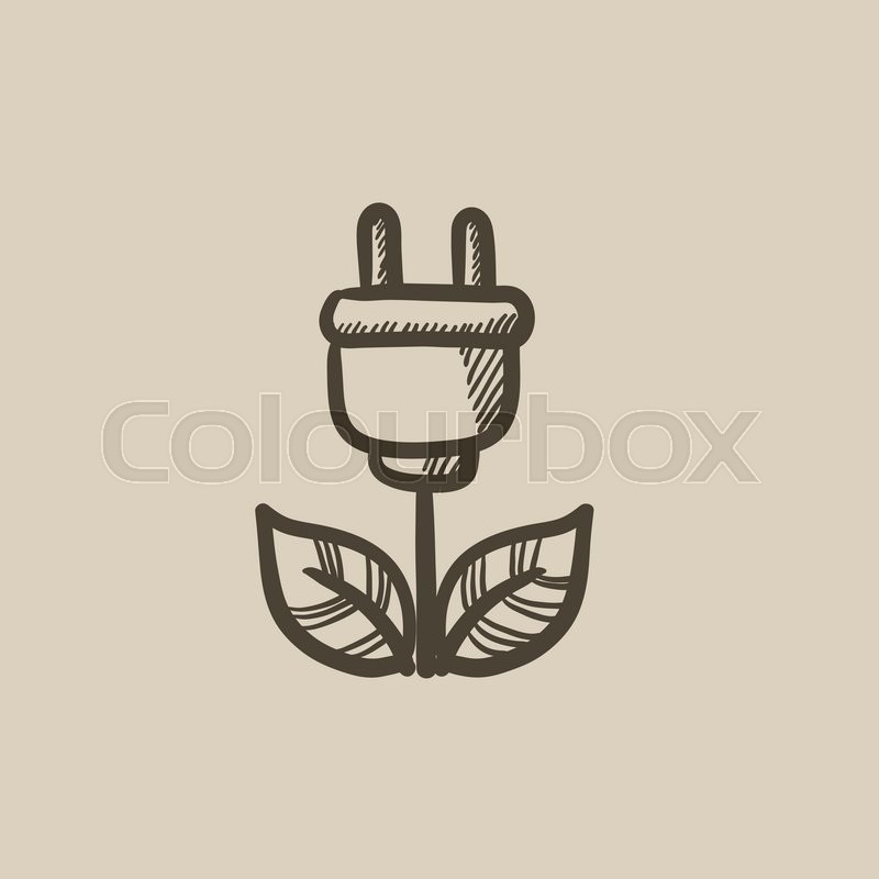800x800 Eco Green Energy Vector Sketch Icon Isolated On Background. Hand - Energy Sketch