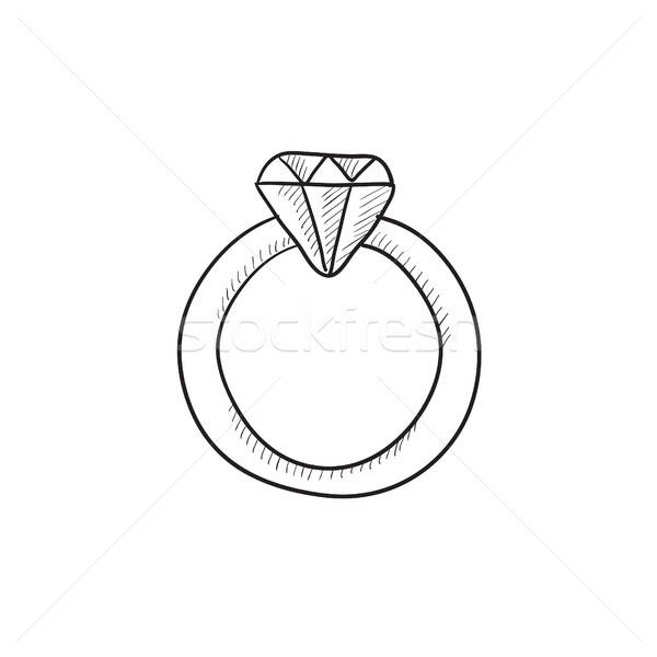 600x600 Diamond Ring Sketch Icon. Vector Illustration Andrei Krauchuk - Engagement Ring Sketch