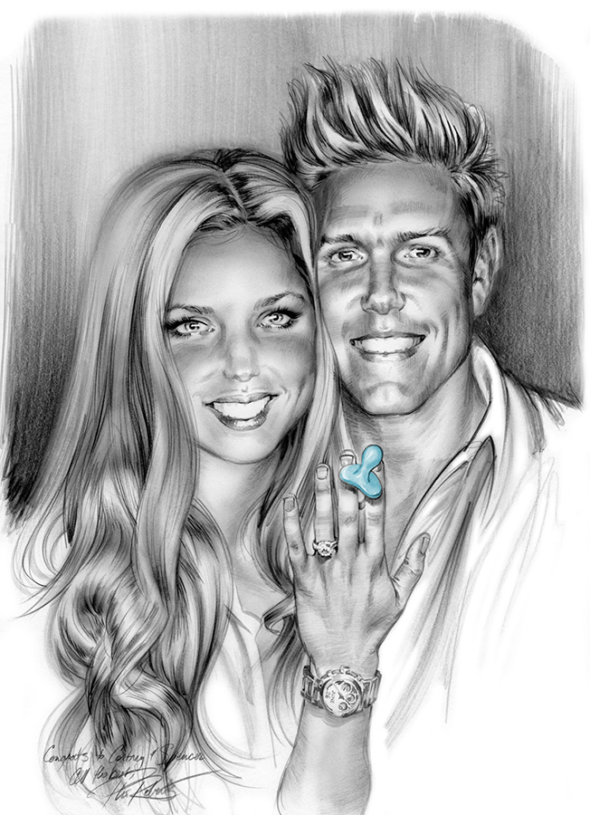 652x900 Wedding Engagement Amp Baby Announcement Portrait Sketch By Phil - Engagement Sketch