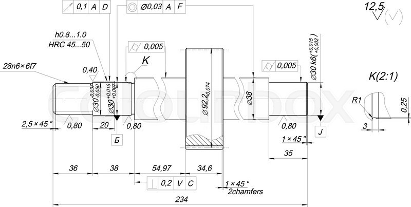 800x403 Sketch Of Shaft With Chamfers. Engineering Drawing With Lines - Engineering Sketch