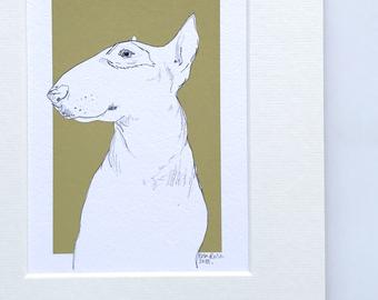 340x270 Bull Terrier Sketch Etsy - English Bull Terrier Sketch