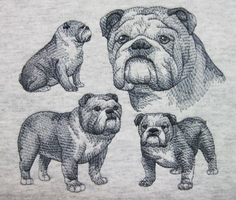 471x399 Embroidered English Bulldog Sketch T Shirt, Gift For Dog Loverbreeder - English Bulldog Sketch