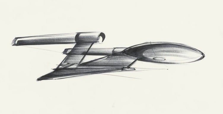752x385 Humanoid History On Twitter Ken Adam Design Sketch For A New - Enterprise Sketch