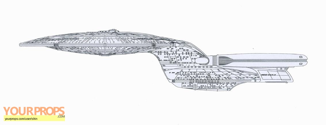 1134x435 Star Trek The Next Generation Enterprise D Sketch Print. Original - Enterprise Sketch