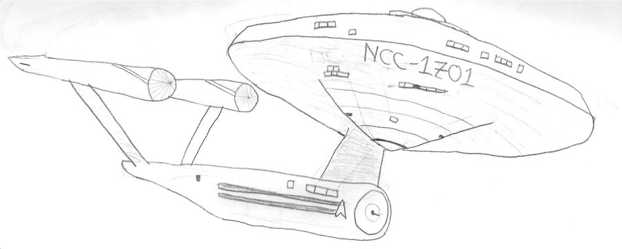 900x360 Uss Enterprise .sketch. By The Happy Spaceman - Enterprise Sketch