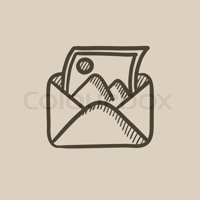 800x800 Envelope Mail With Photo Vector Sketch Icon Isolated On Background - Envelope Sketch