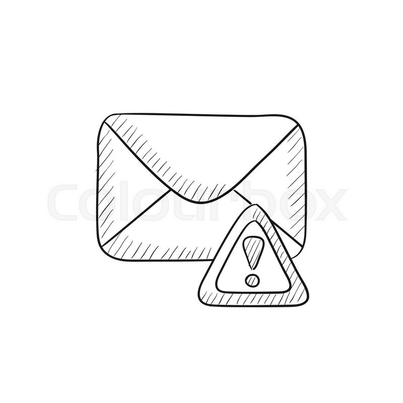 800x800 Envelope Mail With Warning Signal Vector Sketch Icon Isolated On - Envelope Sketch