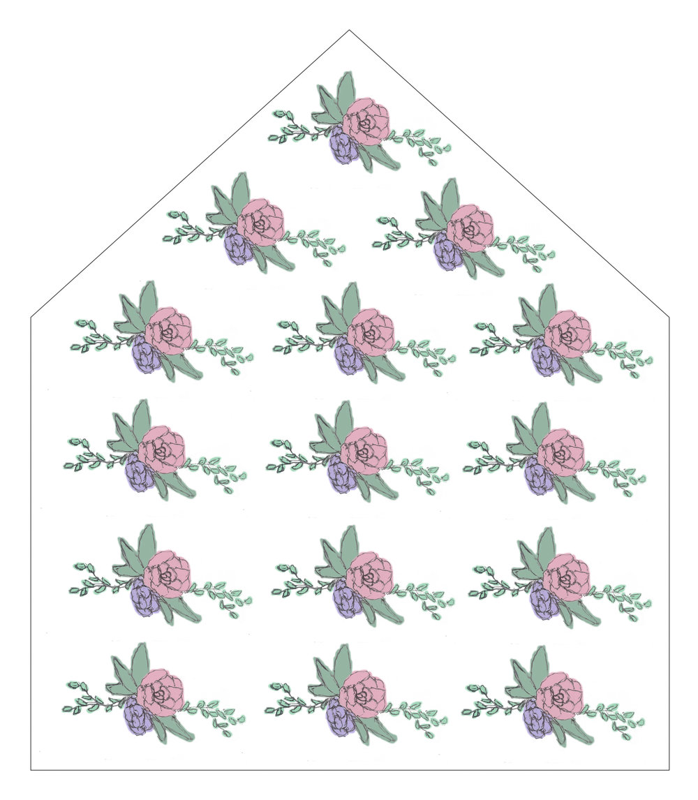 1000x1146 Floral Sketch Pattern Envelope Liner Natalie North Design - Envelope Sketch