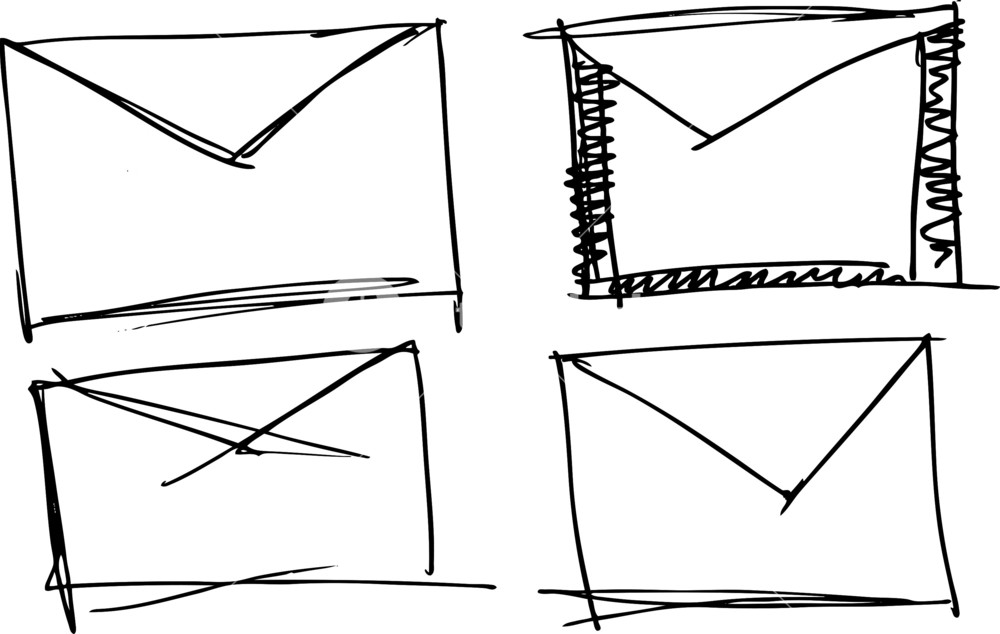 1000x634 Sketch Of Vintage Air Mail Envelope Icon. Vector Illustration - Envelope Sketch