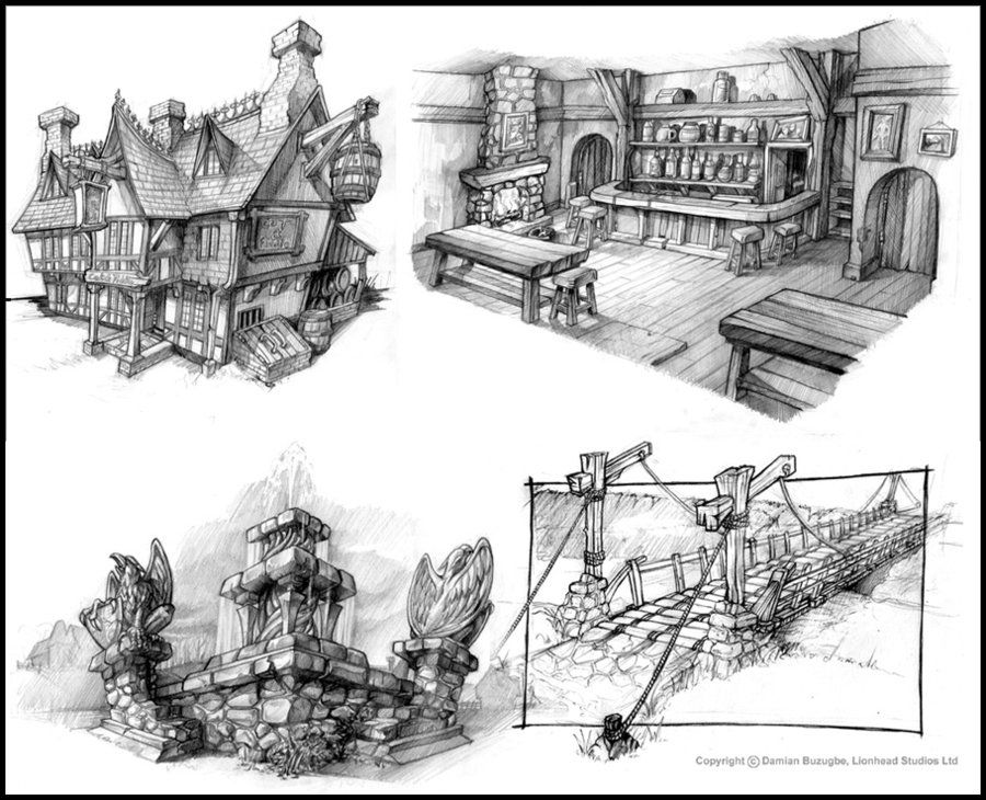 900x730 Fable Environment Sketches By ~omend4 Architecture - Environment Sketch