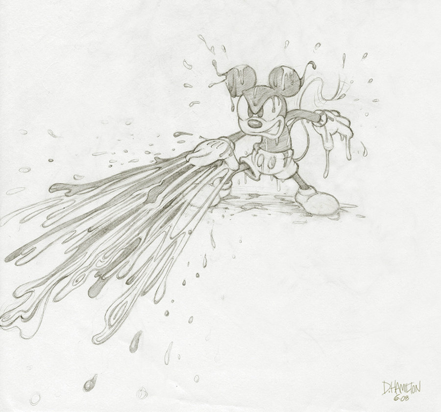 900x842 Epic Mickey Attacking, Sketch By Hamilton74 - Epic Sketches