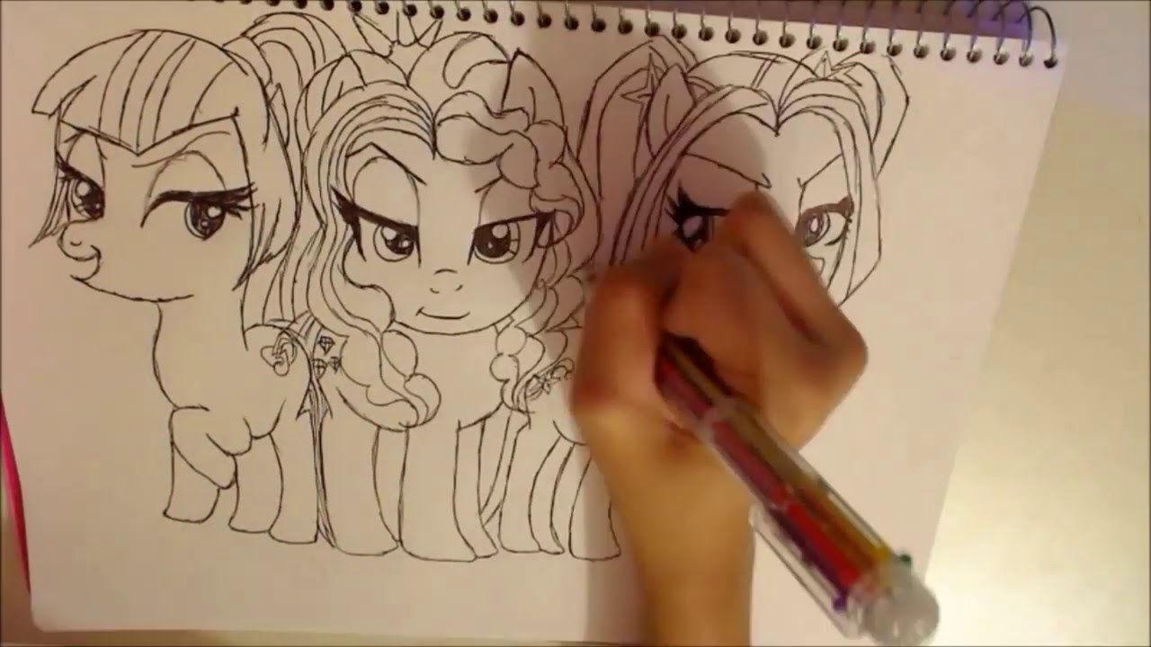 1280x720 Pen Drawing The Dazzlings Pony Version Equestria Girls Rainbow - Equestria Girls Sketch