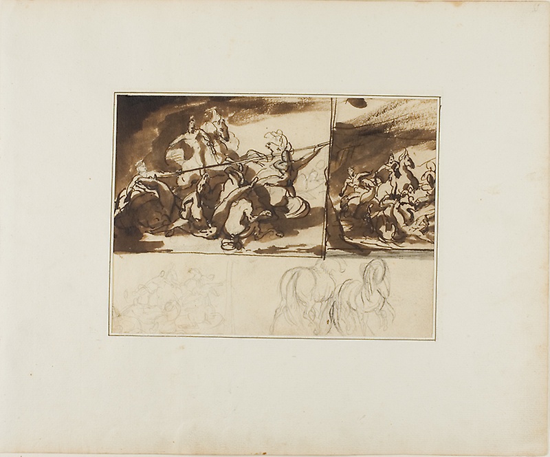 800x664 Three Sketches Of An Equestrian Battle And A Sketch Of Two The - Equestrian Sketches
