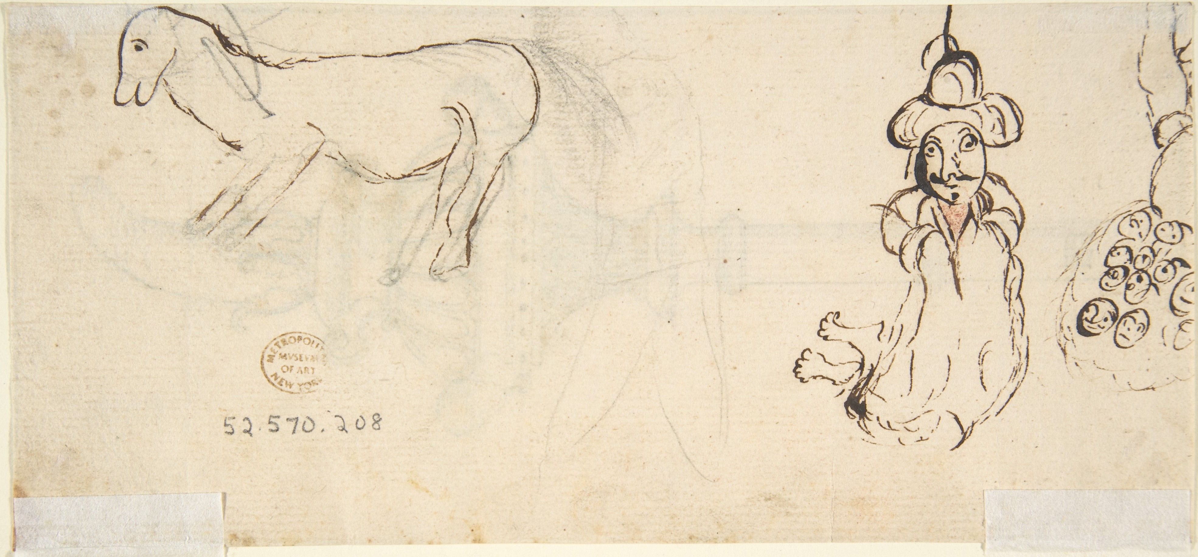 3939x1833 Filedesign For A Rattle And Whistle (Recto) Crude Sketches Of An - Equine Sketches