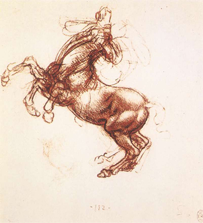 400x439 Rearing Horse By Leonardo Da Vinci - Equine Sketches