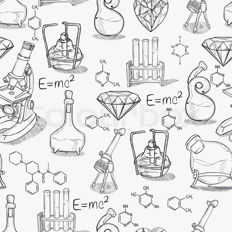 800x800 Hand Drawn Science Vintage Chemistry Lab Sketch Seamless Pattern - Equipment Sketch