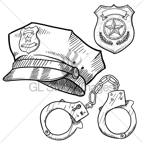 500x500 Police Equipment Sketch Gl Stock Images - Equipment Sketch