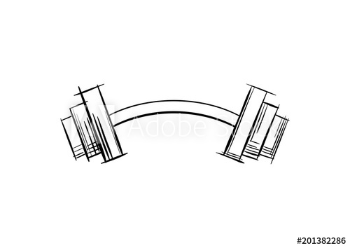 500x354 Barbell Logotype Lines And Strokes Drawing Icon For Fitness Club - Equipment Sketch