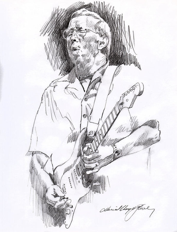 599x783 Eric Clapton Blue Art Print By David Lloyd Glover - Eric Clapton Sketch
