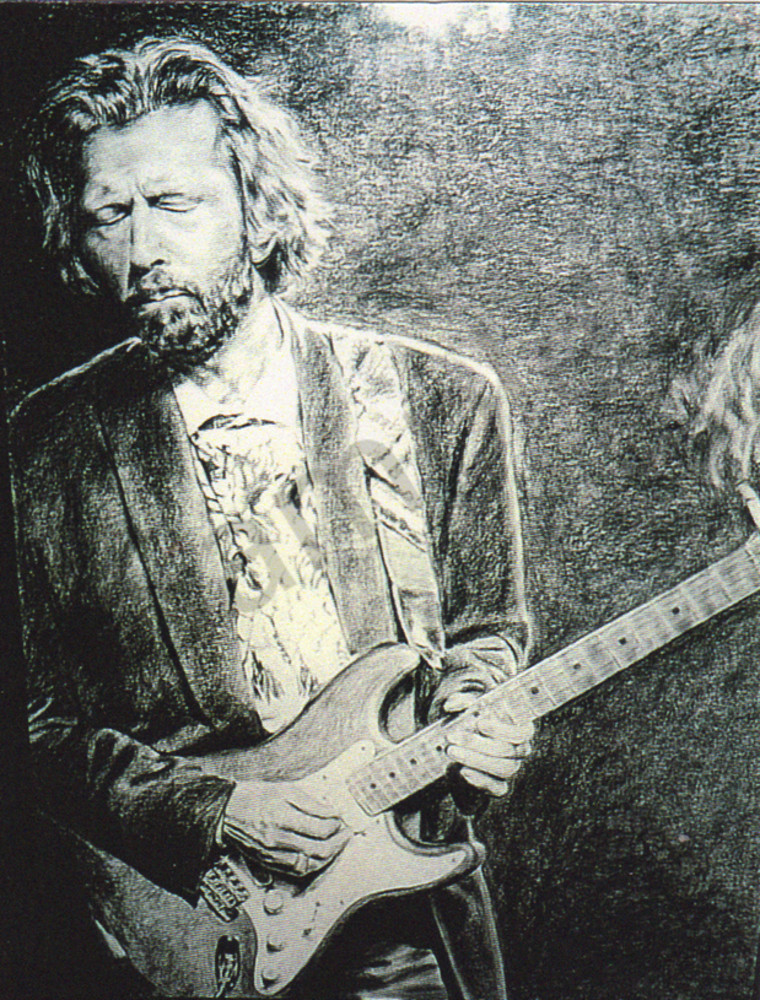 760x1000 Eric Clapton Portrait Playing Guitar - Eric Clapton Sketch