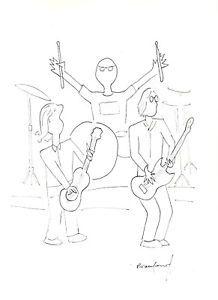 218x300 Original Art Signed Pen Amp Ink B Amp W Sketch Of Eric Clapton And - Eric Clapton Sketch