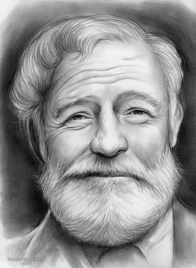 658x900 Ernest Hemingway Drawing By Greg Joens - Ernest Hemingway Sketch