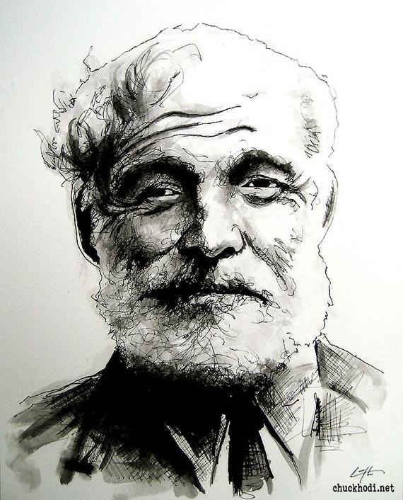 570x706 Print 8x10 Ernest Hemingway Author Writer Journalist Etsy - Ernest Hemingway Sketch