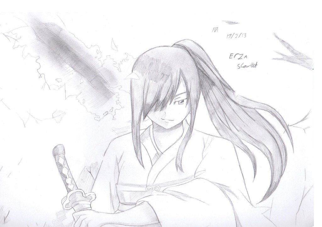 1024x724 Erza Scarlet Sketch By Tommorello16 - Erza Sketch