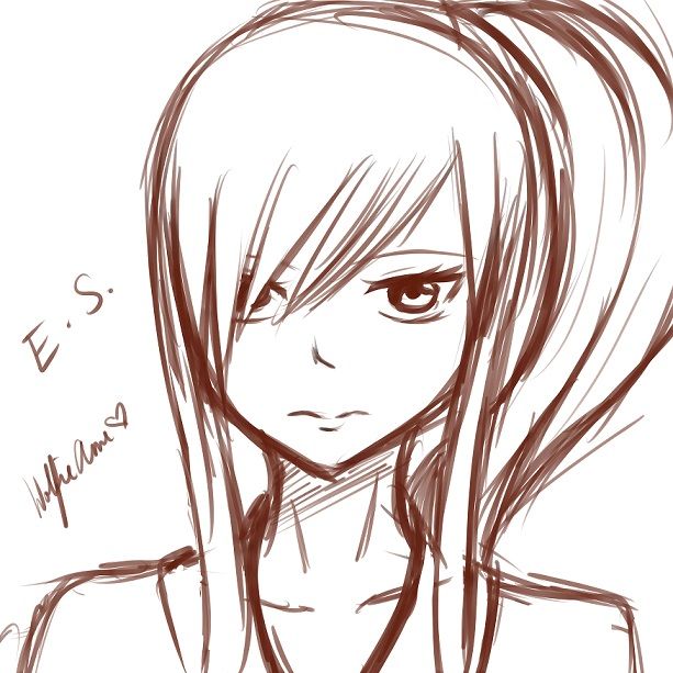 613x613 Erza Scarlet Sketch By Wolfieanne Fairy Tail - Erza Sketch