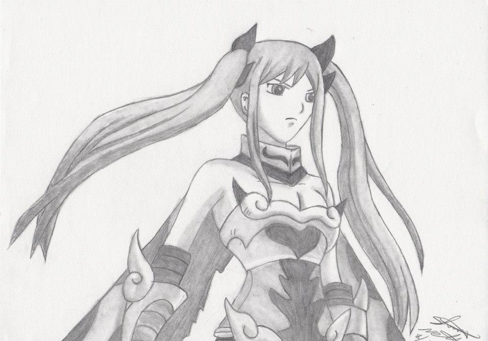 960x670 Erza From Fairy Tail Pencil Sketch Finished By Shelandrystudio On - Erza Sketch