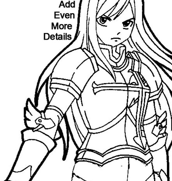 550x580 How To Draw Erza Scarlet From Fairy Tail With Easy Step By Step - Erza Sketch