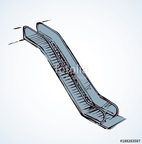 493x500 Escalator. Vector Drawing Stock Image And Royalty Free Vector - Escalator Sketch