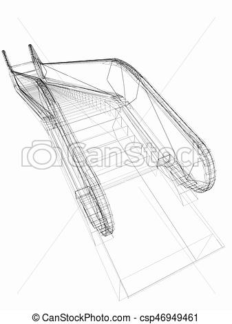 337x470 Single Escalator. 3d Illustration. - Escalator Sketch