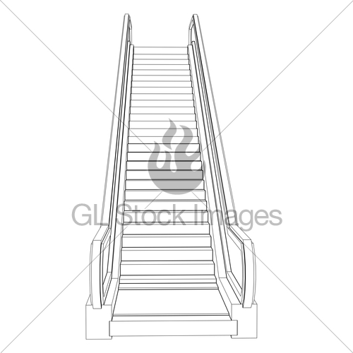 500x500 Sketch Escalator. Wire Frame Render Gl Stock Images - Escalator Sketch