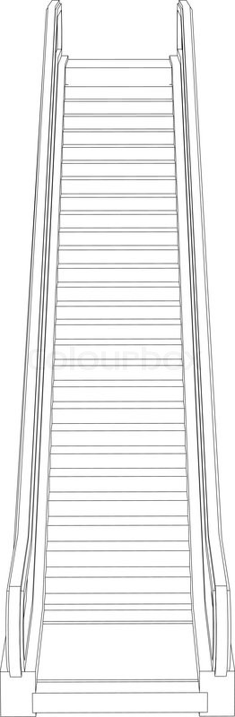 262x800 Sketch Of Escalator. Front View. Vector Illustration Rendering Of - Escalator Sketch