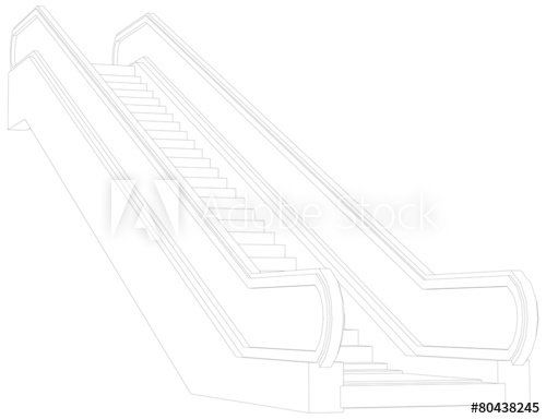 500x384 Sketch Of Escalator. Vector Illustration - Escalator Sketch
