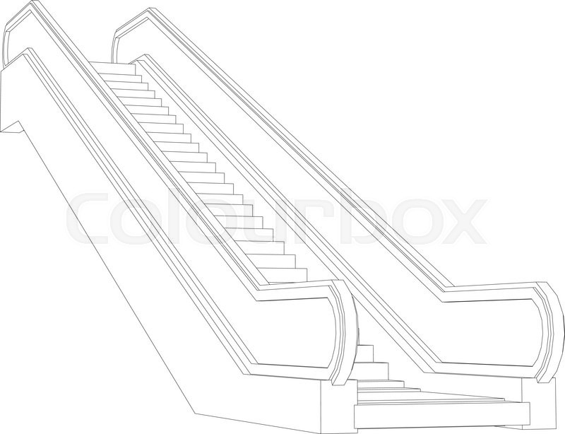 800x614 Sketch Of Escalator. Vector Illustration Rendering Of 3d Stock - Escalator Sketch