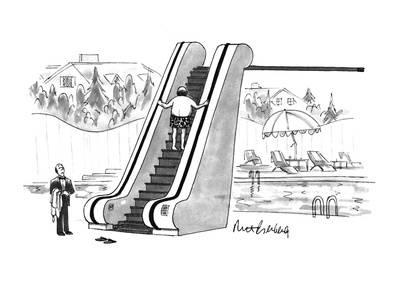 400x300 The Rich Man Taking An Escalator To His Diving Board. - Escalator Sketch