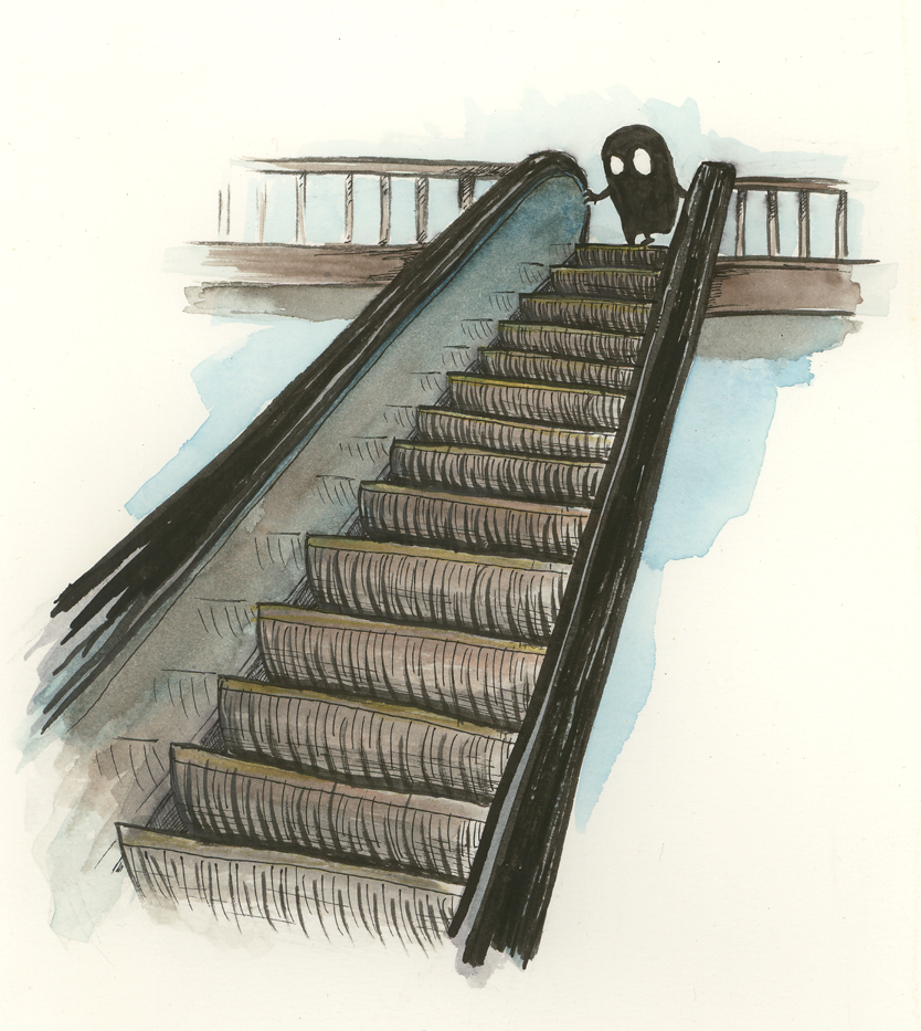 834x933 Tim Probert The Escalator - Escalator Sketch
