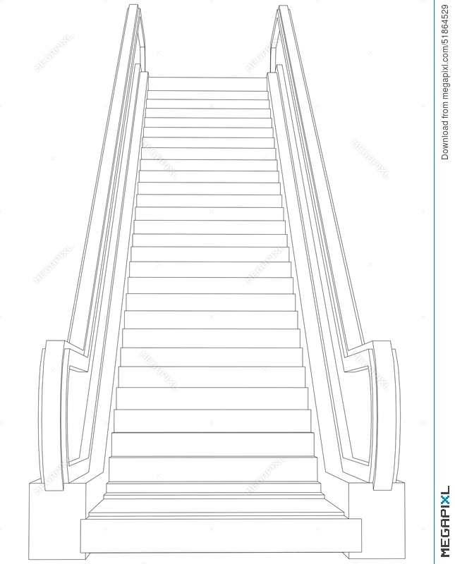 645x800 Wire Frame Escalator. Front View. Vector Illustration 51864529 - Escalator Sketch