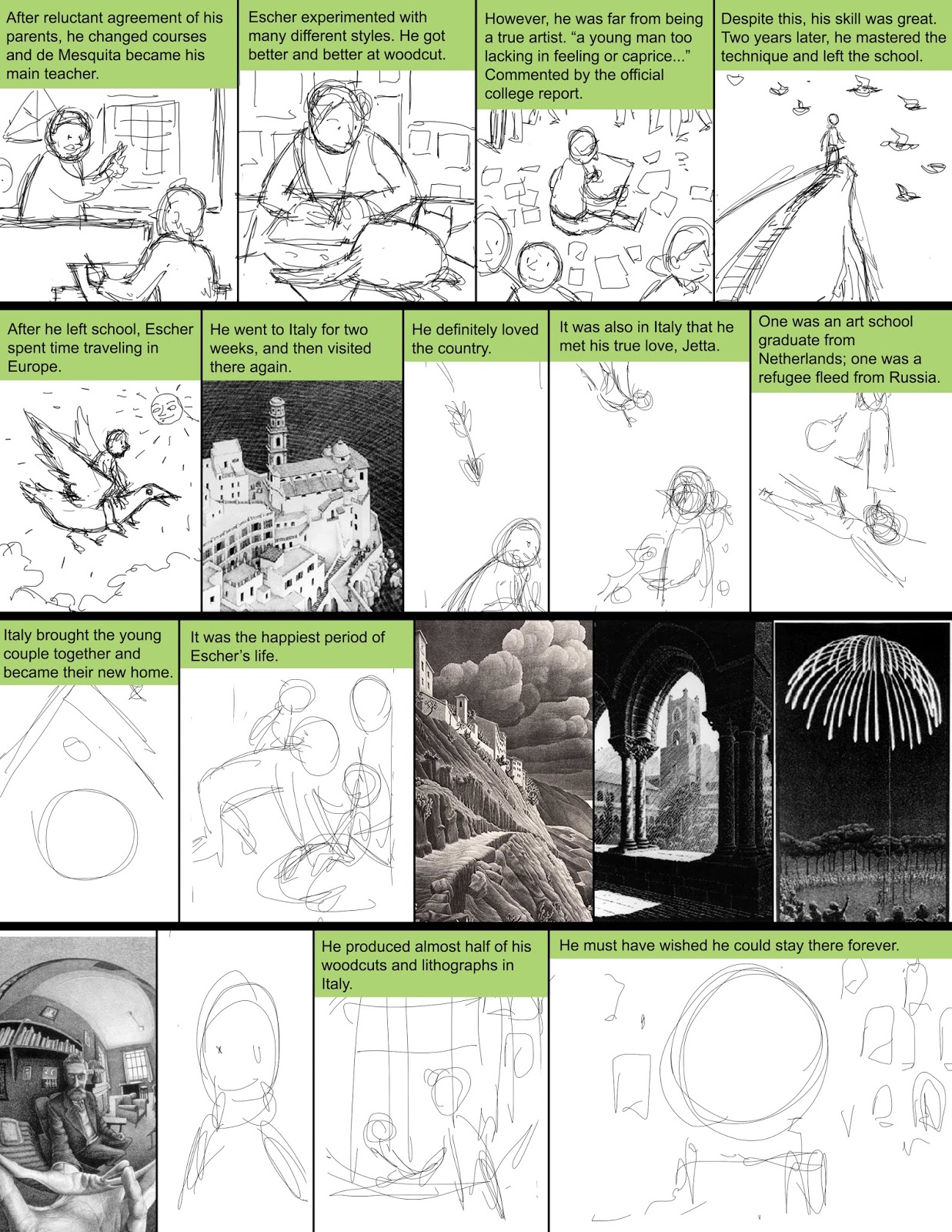 1237x1600 Sequential Art Baltimore Dongyan Xu M.c. Escher (Sketch) - Escher Sketch